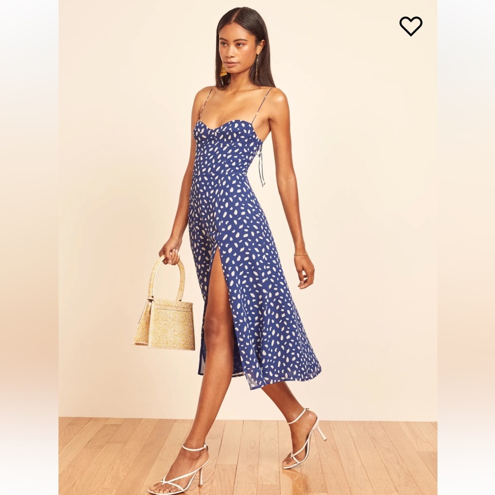 Reformation Juliette Dress in blue and white pattern size 0 like new condition